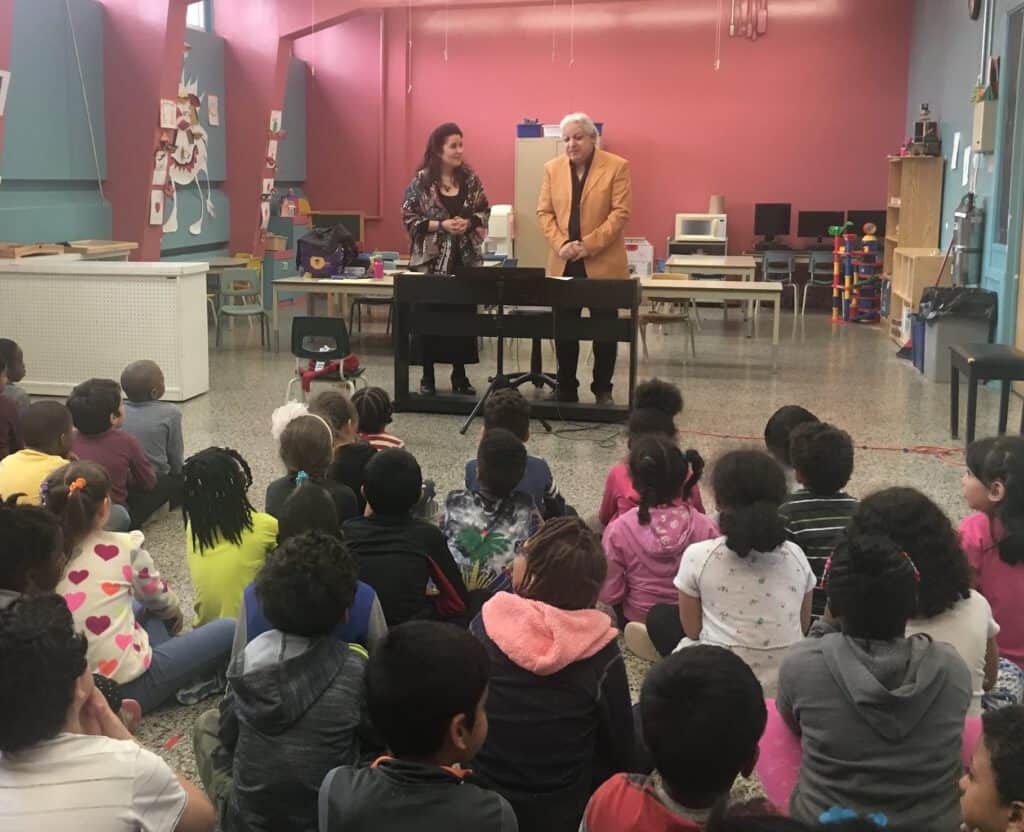 Christine Steyer in a classroom.