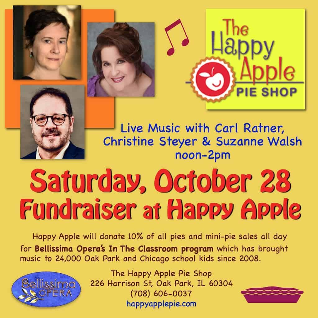 Live Music with Christine Steyer, noon-2pm, Saturday, October 28. Fundraiser at Happy Apple.